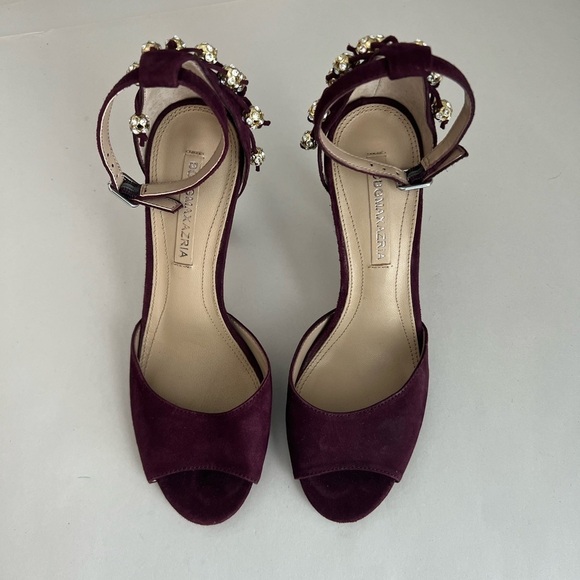 💕 BCBGMaxAzria | Burgundy Suede Diamond Back Heels Size Euro 37.5 US 8 - Picture 2 of 8